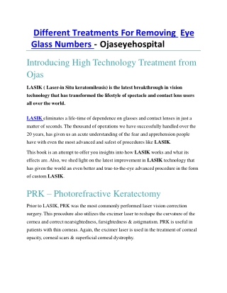 LASIK Treatments For Removing Eyeglass Numbers - Ojaseyehospital