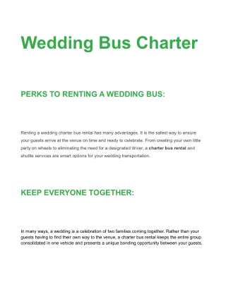 Wedding Bus Charter