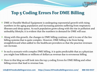 Top 5 coding Error For DME billing