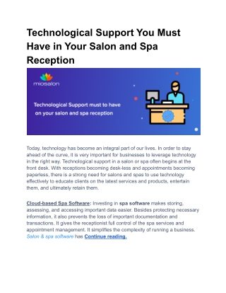 Technological Support You Must Have in Your Salon and Spa Reception