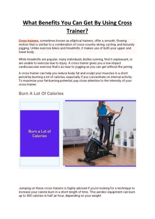 What Benefits You Can Get By Using Cross Trainer