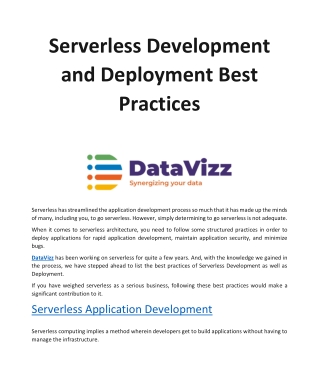 Do you know the Serverless Development and Deployment Best Practices?