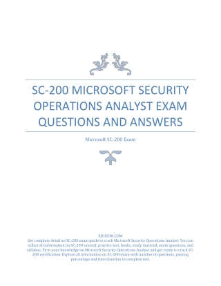 SC-200 Microsoft Security Operations Analyst Exam Questions and Answers