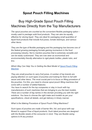 Spout Pouch Filling Machines