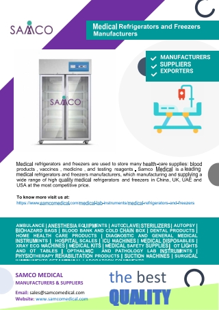 Medical Refrigerators and Freezers Manufacturers