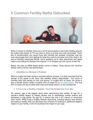 5 Common Fertility Myths Debunked - Center for Reproductive Endocrinology