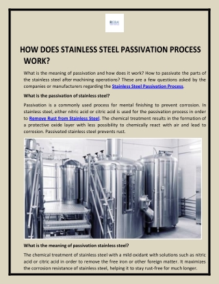 Stainless Steel Passivation Process