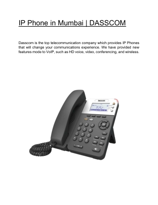 IP Phone in Mumbai  | DASSCOM