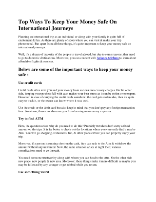 Top Ways To Keep Your Money Safe On International Journeys