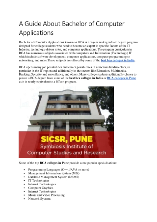 A Guide About Bachelor of Computer Applications