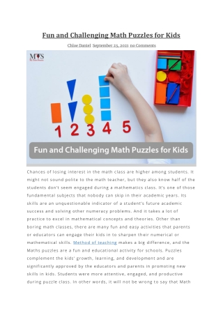 Fun and Challenging Math Puzzles for Kids