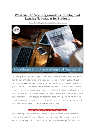 What Are the Advantages and Disadvantages of Reading Newspaper for Students