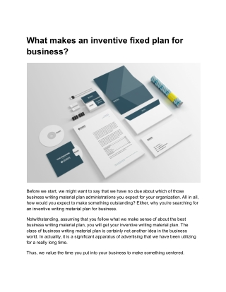 What makes an inventive fixed plan for business (1)