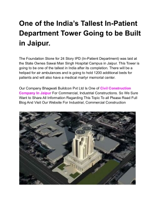One of the India’s Tallest In-Patient Department Tower Going to be Built in Jaipur_3