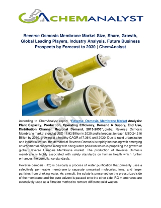 Global Reverse Osmosis Membrane Market