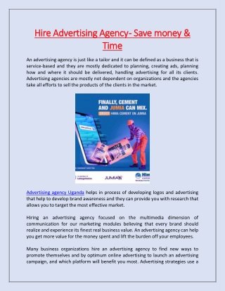 Hire Advertising Agency - Save money & Time