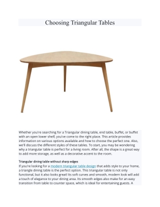 Choosing Triangular Tables