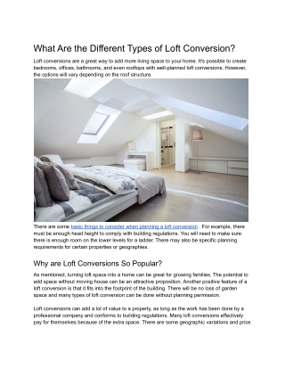 What Are the Different Types of Loft Conversion?