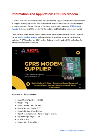 Information And Applications Of GPRS Modem