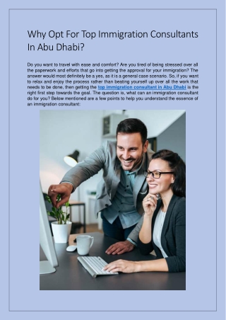 Why Opt For Top Immigration Consultants In Abu Dhabi