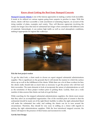 Know about Getting the Best from Stamped Concrete