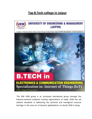 Top btech college in Jaipur