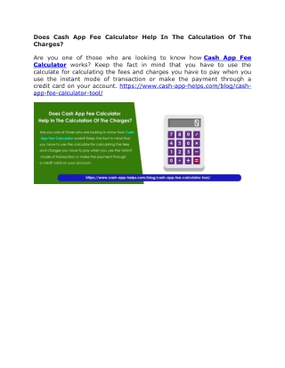 Does Cash App Fee Calculator Help In The Calculation Of The Charges