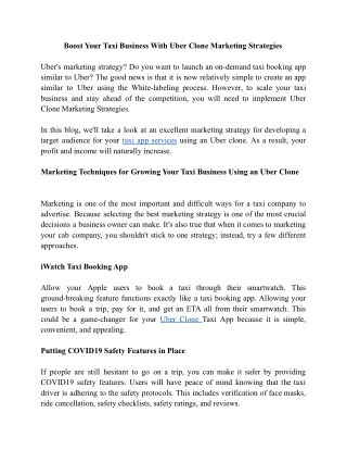 Boost Your Taxi Business With Uber Clone Marketing Strategies