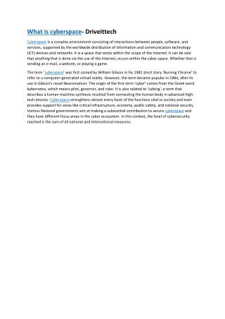 What is cyberspace- Driveittech