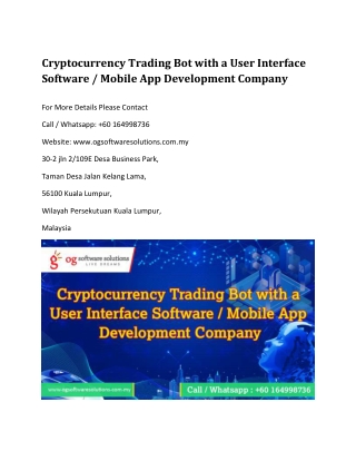 Cryptocurrency Trading Bot with a User Interface Software