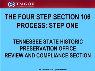 THE FOUR STEP SECTION 106 PROCESS: STEP ONE TENNESSEE STATE HISTORIC PRESERVATION OFFICE REVIEW AND COMPLIANCE SECTION