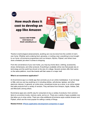 Cost to develop an app like Amazon