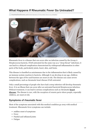 What Happens If Rheumatic Fever Go Untreated?