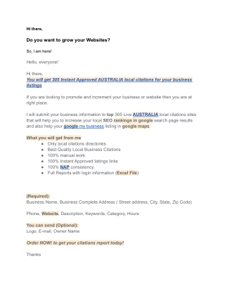 I will do 305 local citation and business directory for local SEO
