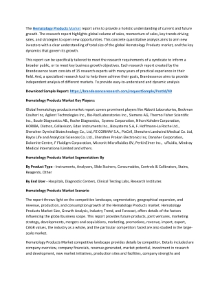 Hematology Products Market