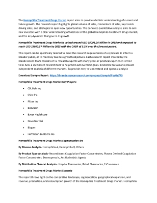 Hemophilia Treatment Drugs Market