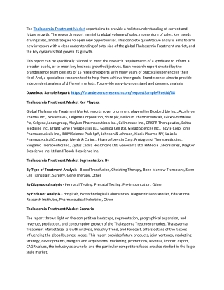 Thalassemia Treatment Market