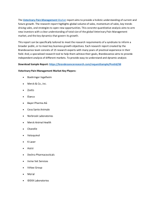 Veterinary Pain Management Market