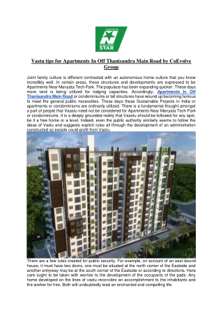 Vastu tips for Apartments In Off Thanisandra Main Road by CoEvolve Group