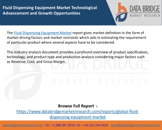 Fluid Dispensing Equipment Market Technological Advancement and Growth Opportunities