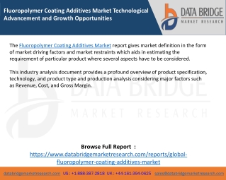 Fluoropolymer Coating Additives Market Technological Advancement and Growth Opportunities