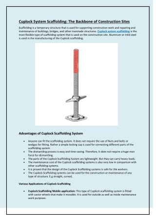 Cuplock System Scaffolding: The Backbone Of Construction Sites