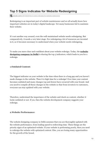 Top 5 Signs Indicates for Website Redesigning