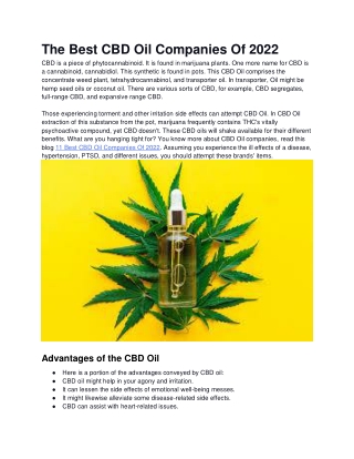 The Best CBD Oil Companies Of 2022