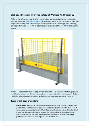 Slab Edge Protection For The Safety Of Workers And Passer-by