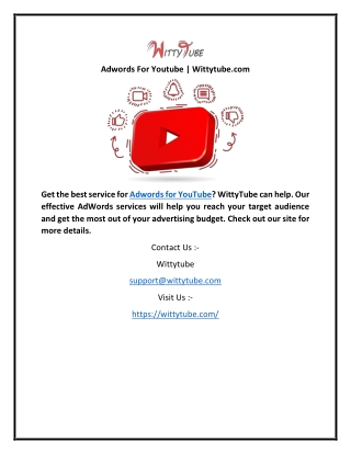 Adwords For Youtube  Wittytube.com