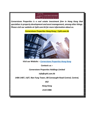 Cornerstone Properties Hong Kong  Cphl.com.hk