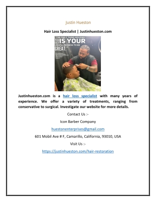 Hair Loss Specialist | Justinhueston.com