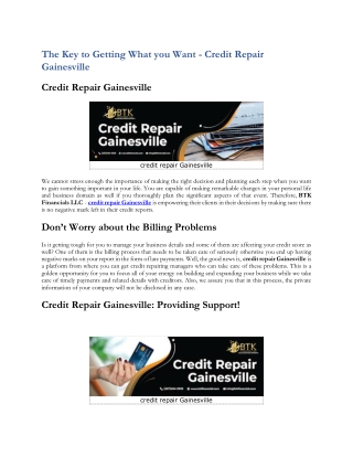 The Key to Getting What you Want - Credit Repair Gainesville