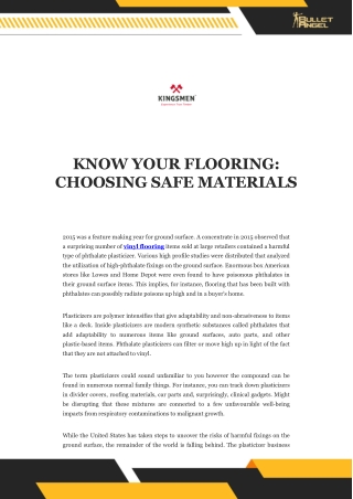 KNOW YOUR FLOORING CHOOSING SAFE MATERIALS